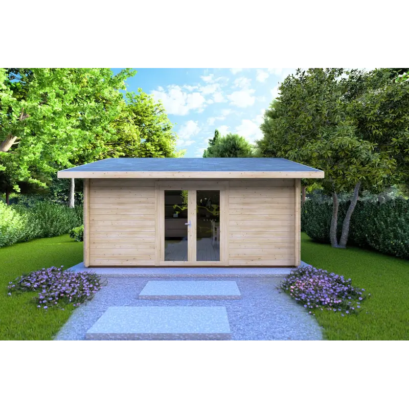 Remise en bois CLARA 5.2x4.2, 44mm, vue frontale