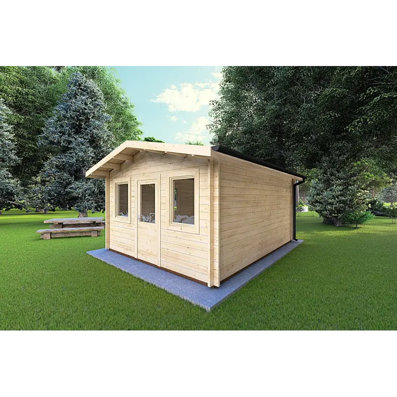 Remise en bois CHIARA 4x5, 44mm, façade côté droit