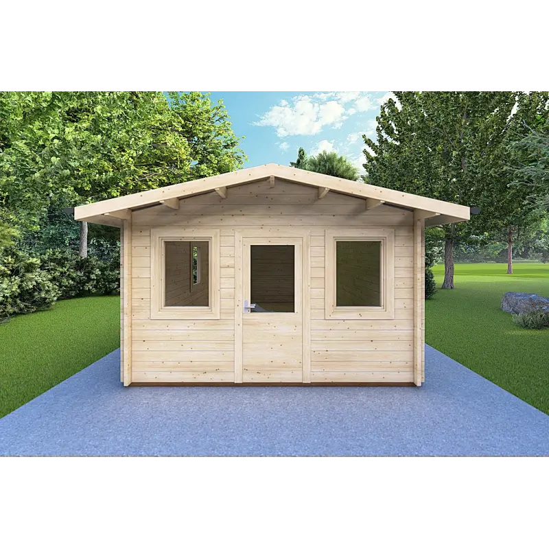 Abris de jardin en bois CHIARA 4x6, 44mm, vue frontale