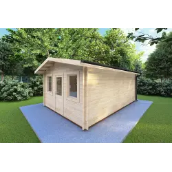 Abris de jardin en bois CHIARA 4x6, 44mm, façade côté droit