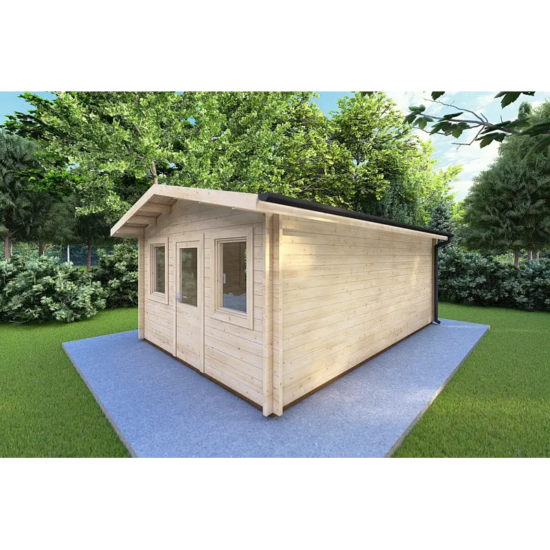 Abris de jardin en bois CHIARA 4x6, 44mm, façade côté droit