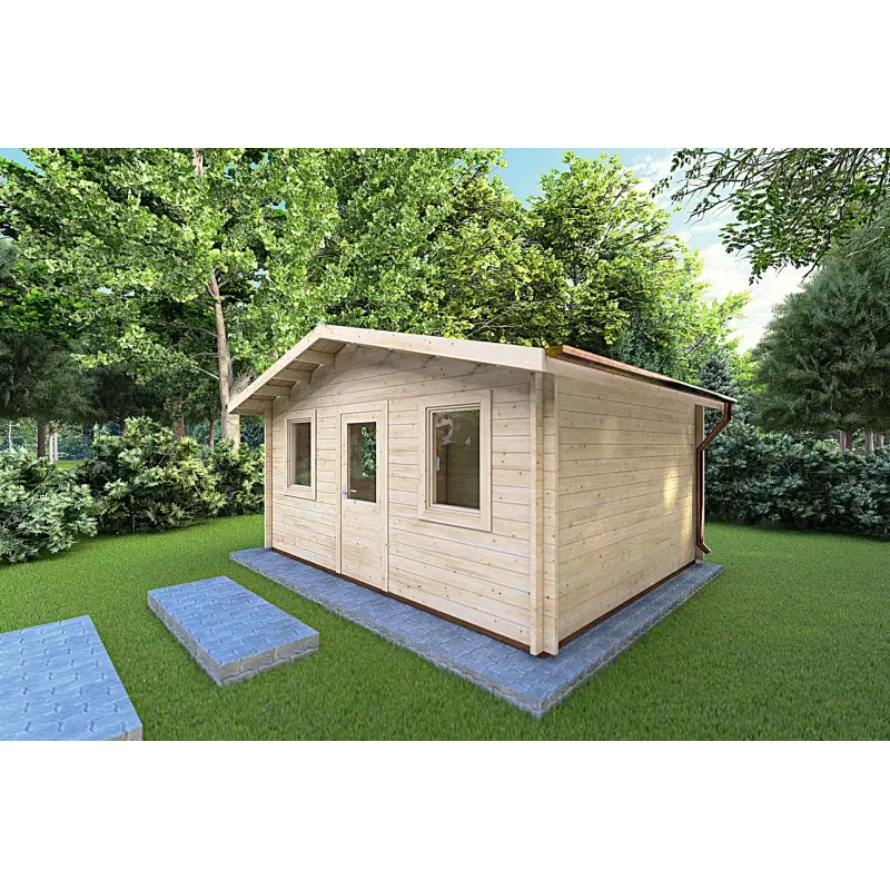 Remise en bois CHIARA 5x4, 44mm, façade côté droit