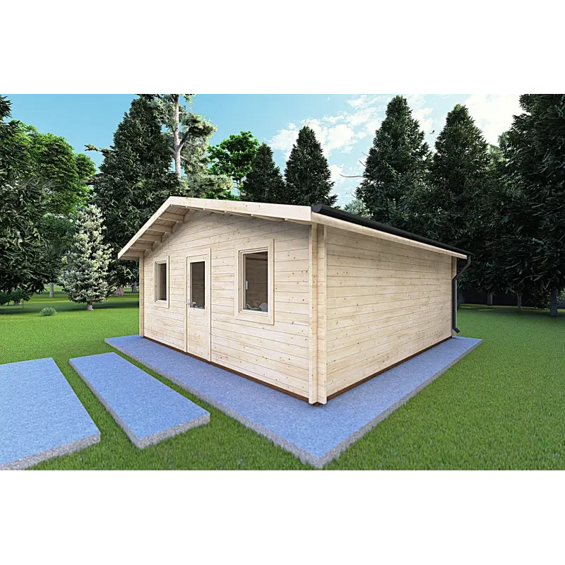 Chalet bois CHIARA 6x6, 44mm, façade côté droit