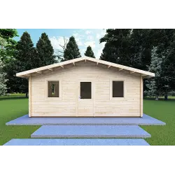 Chalet bois CHIARA 6x6, 44mm, vue frontale