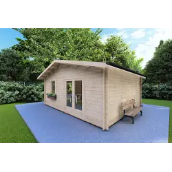 Remise en bois EMILY 6x5, 44mm, façade côté droit