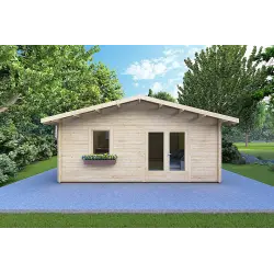 Remise en bois EMILY 6x5, 44mm, vue frontale