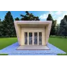 Mobil home VISION 1 avec patio 4x14 44/100/30/40 mm, vue frontale couleur gris bois