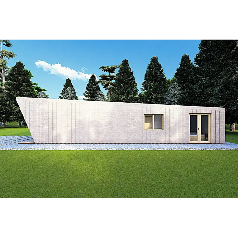 Mobil home VISION 1 avec patio 4x14 44/100/30/40 mm, côté droit couleur gris bois