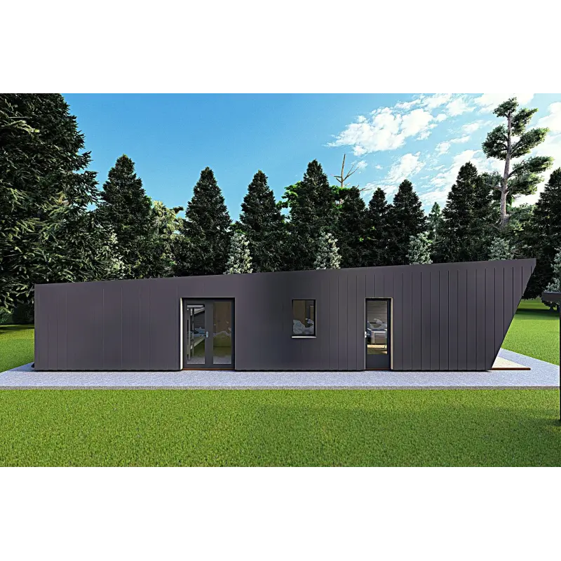 Mobil home VISION 1 avec patio 4x14 44/100/30/40 mm, côté gauche couleur anthracite