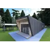 Mobil home VISION 1 avec patio 4x14 44/100/30/40 mm, façade côté droit couleur anthracite