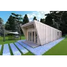 Mobil home VISION 1 avec patio 4x14 44/100/30/40 mm, façade côté droit couleur gris bois
