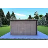 Mobil home VISION 1 avec patio 4x14 44/100/30/40 mm, vue arrière couleur gris bois