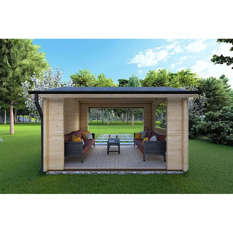 Pavillon de jardin en bois STELLA 4x3, 68mm, vue arrière