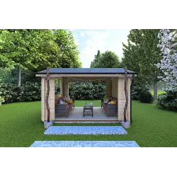 Pavillon de jardin en bois STELLA 4x3, 68mm, vue frontale