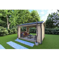 Pavillon de jardin en bois STELLA 4x3, 68mm, façade côté droit