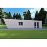 Maison mobile en bois VISION 1 SMALL "S" avec patio 4x11 44/100/30/40, côté droit couleur gris bois