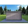 Maison mobile en bois VISION 1 SMALL "S" avec patio 4x11 44/100/30/40, vue arrière couleur gris bois