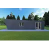 Maison mobile en bois VISION 1 SMALL "S" avec patio 4x11 44/100/30/40, côté droit couleur anthracite