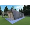 Maison mobile en bois VISION 1 SMALL "S" avec patio 4x11 44/100/30/40, façade côté droit couleur anthracite