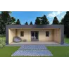 Bungalow moderne en bois​ VISION 2 avec patio 8x6 60/100/30/40 mm, vue frontale couleur anthracite