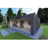 Bungalow moderne en bois​ VISION 2 avec patio 8x6 60/100/30/40 mm, façade côté droit couleur anthracite