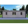 Bungalow moderne en bois​ VISION 2 avec patio 8x6 60/100/30/40 mm, vue arrière couleur gris bois