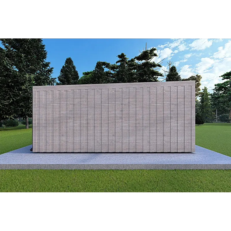 Bungalow moderne en bois​ VISION 2 avec patio 8x6 60/100/30/40 mm, côté gauche couleur gris bois