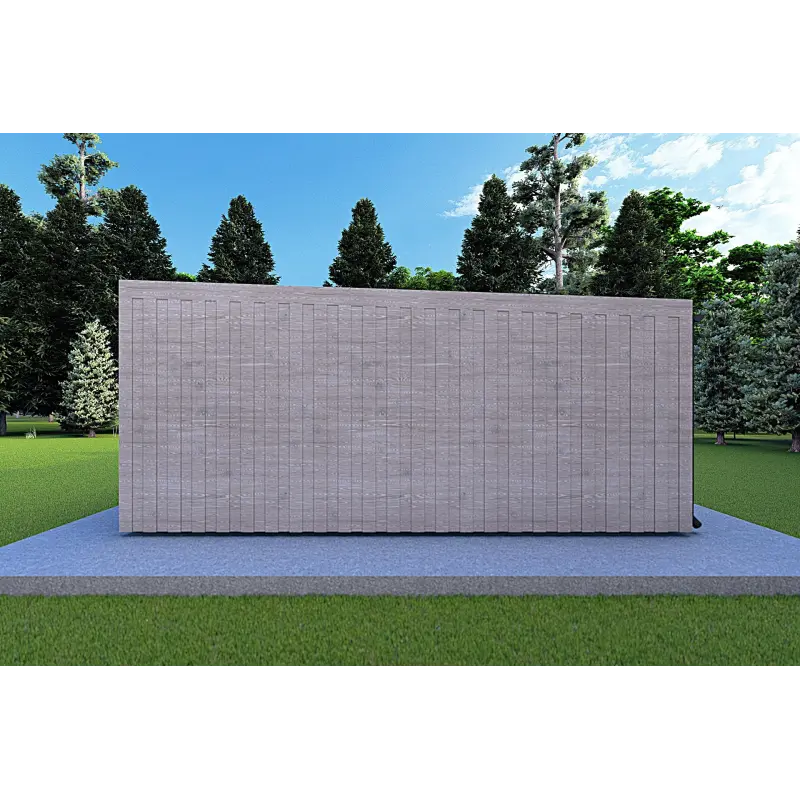 Bungalow moderne en bois​ VISION 2 avec patio 8x6 60/100/30/40 mm, côté droit couleur gris bois