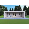 Bungalow moderne en bois​ VISION 2 avec patio 8x6 60/100/30/40 mm, vue frontale couleur gris bois