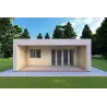 Mobil home VISION 2 CUBE "C" avec patio 7x8 44/100/30/40 mm, vue frontale couleur gris bois