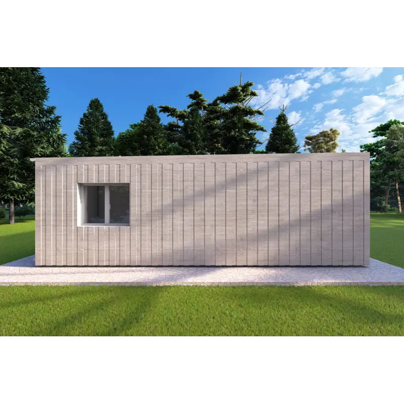 Mobil home VISION 2 CUBE "C" avec patio 7x8 44/100/30/40 mm, côté gauche couleur gris bois