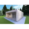 Mobil home VISION 2 CUBE "C" avec patio 7x8 44/100/30/40 mm, façade côté droit couleur gris bois