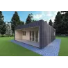 Mobil home VISION 2 CUBE "C" avec patio 7x8 44/100/30/40 mm, façade côté droit couleur anthracite