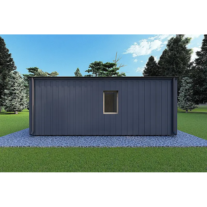 Mobil home VISION 2 CUBE "C" avec patio 7x8 44/100/30/40 mm, vue arrière couleur anthracite