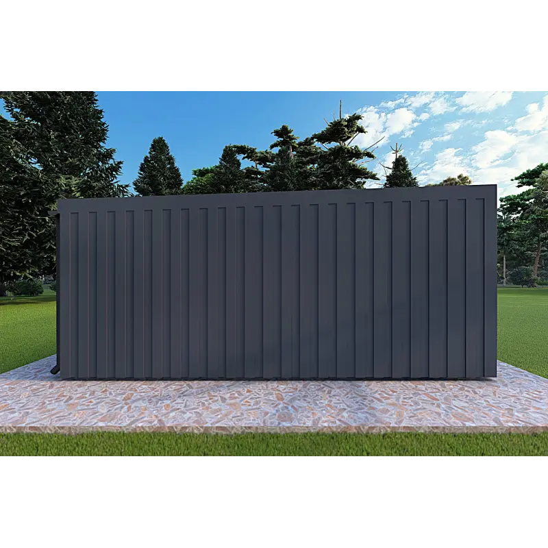Bungalow moderne en bois​ VISION 3 avec patio 10x6 60/100/30/40 mm, côté gauche couleur anthracite