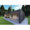 Bungalow moderne en bois​ VISION 3 avec patio 10x6 60/100/30/40 mm, façade côté droit couleur anthracite
