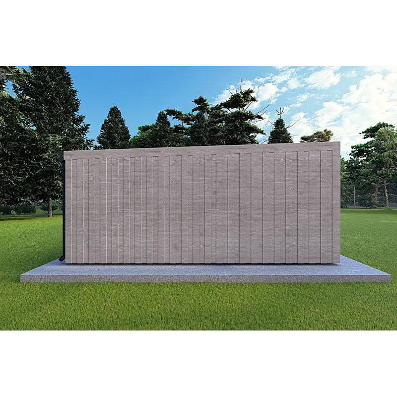 Bungalow moderne en bois​ VISION 3 avec patio 10x6 60/100/30/40 mm, côté gauche couleur gris bois