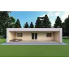 Bungalow moderne en bois​ VISION 3 avec patio 10x6 60/100/30/40 mm, vue frontale couleur gris bois