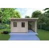 Remise en bois avec bûcher LISA 3×3. 44mm, vue frontale