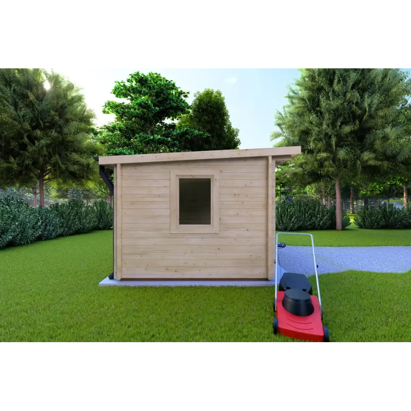 Remise en bois avec bûcher LISA 3×3. 44mm, côté gauche