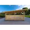 Carport en bois avec fermeture partielle 22 m², vue arrière
