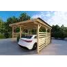 Carport en bois avec fermeture partielle 22 m², façade côté droit
