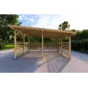 Carport en bois avec fermeture partielle 22 m², vue frontale
