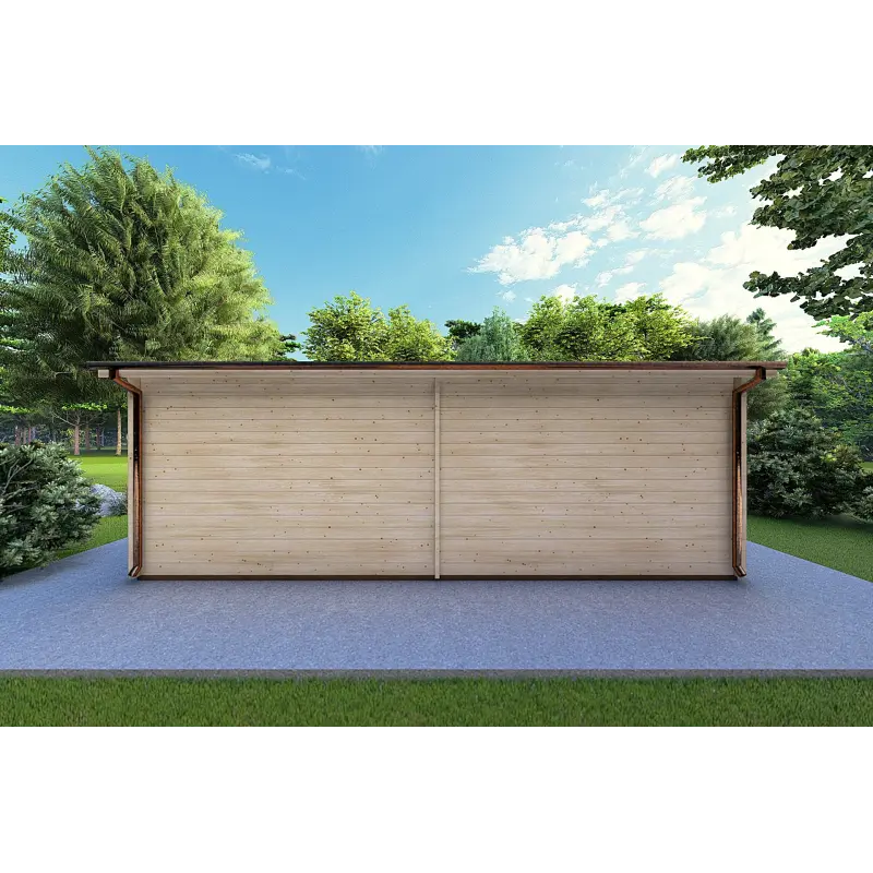 Bureau-Studio de jardin avec porche DENISE 7x5.2, 44mm, vue arrière