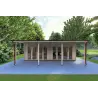 Bureau-Studio de jardin avec porche DENISE 7x5.2, 44mm, vue frontale