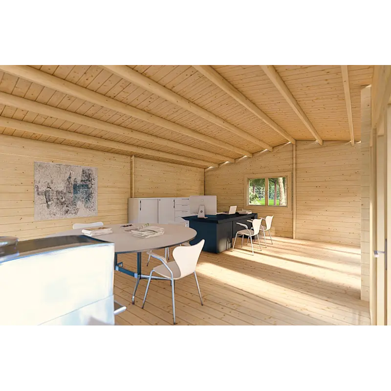 Bureau-Studio de jardin avec porche DENISE 7x5.2, 44mm, intérieur