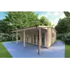 Bureau-Studio de jardin avec porche DENISE 7x5.2, 44mm, façade côté droit