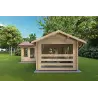 Abris de jardin en bois avec véranda et deux pièces SUSANNA 28 m², 44mm, côté droit