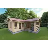 Abris de jardin en bois avec véranda et deux pièces SUSANNA 28 m², 44mm, façade côté droit