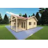 Maison en bois isolée AGNESE de plain-pied 14x6, 44/100/44mm, façade côté droit